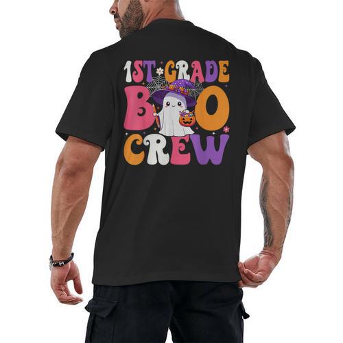 1st Grade Boo Crew Halloween First Grade Halloween Teacher Men's Back Print T-Shirt - teacherstshirts.com DE