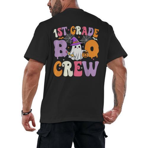 1st Grade Boo Crew Spooky First Grade Halloween Teacher Men's Back Print T-Shirt - teacherstshirts.com DE