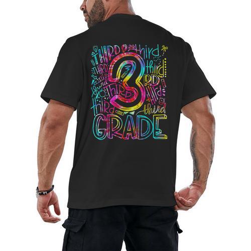 3rd Grade Typography Team Third Grade Teacher Back To School Men's Back Print T-Shirt - teacherstshirts.com