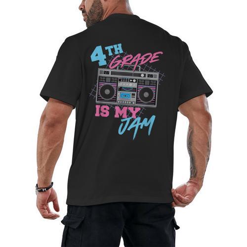 4th Grade Is My Jam Vintage 80s Boombox Teacher Student Men's Back Print T-Shirt - teacherstshirts.com AU