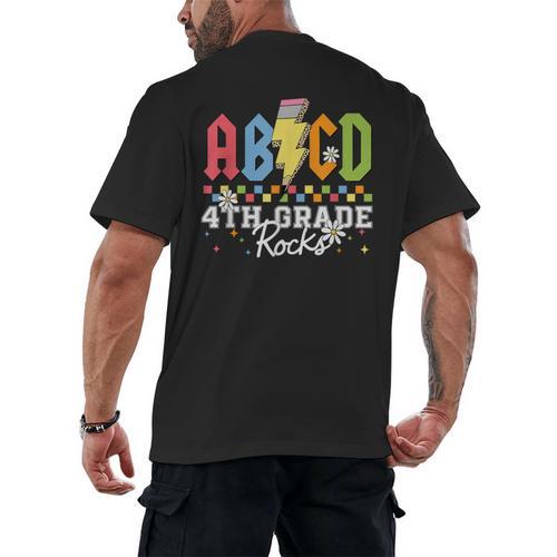 4th Grade Rocks ABCD Back To School Rock Teachers Men's Back Print T-Shirt - teacherstshirts.com