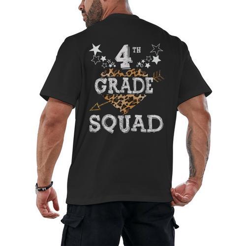 4th Grade Squad Star Team Leopard Teacher Crew Student Men Women Girls Kids Men's Back Print T-Shirt - teacherstshirts.com