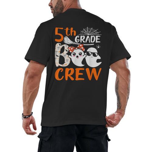 5th Grade Boo Crew Teachers Students Ghost Halloween Men's Back Print T-Shirt - teacherstshirts.com DE