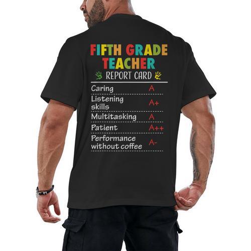 5th Grade Teacher Report Card Appreciation Men Women Men's Back Print T-Shirt - teacherstshirts.com