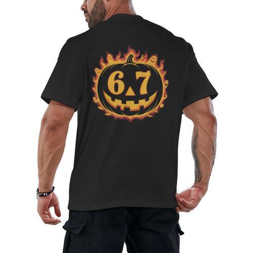 6 7 Meme Halloween Pumpkin Costume For Student Teacher Men's Back Print T-Shirt - teacherstshirts.com AU