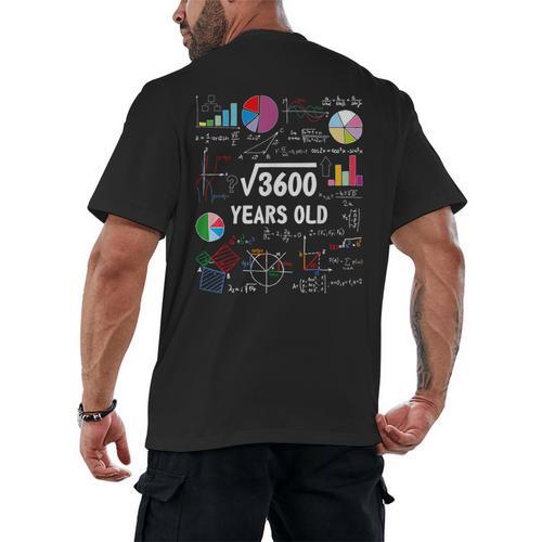 60 Year Old Math Teacher Square Root Of 3600 60th Birthday Men's Back Print T-Shirt - teacherstshirts.com DE