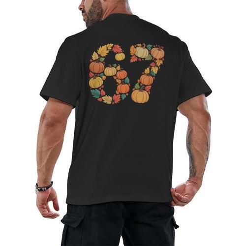 67 6 7 Fall Leaves For Teachers 67 Teacher Men's Back Print T-Shirt - teacherstshirts.com DE
