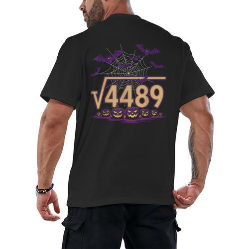 67 Meme Math Teacher Square Root 4489 Halloween Men's Back Print T-Shirt - teacherstshirts.com DE
