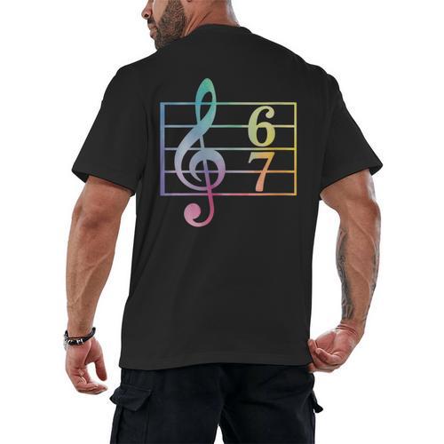 67 Music Meme Slang Six Seven Music Teacher Musician Men's Back Print T-Shirt - teacherstshirts.com UK