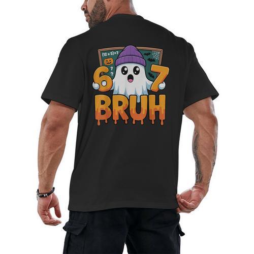 67 Teacher Ghost Six Seven Meme Math Equation Bruh Halloween Men's Back Print T-Shirt - teacherstshirts.com CA
