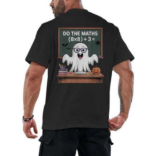 67 Teacher Halloween Ghost Six Seven Meme Do The Maths Men's Back Print T-Shirt - teacherstshirts.com AU