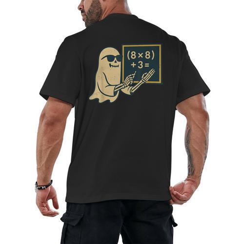 67 Teacher Halloween Skeleton Ghost Six Seven Meme Math Men's Back Print T-Shirt - teacherstshirts.com UK
