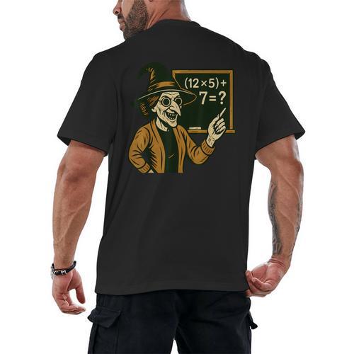 67 Teacher Halloween Witch Six Seven Meme Brainrot Math Joke Men's Back Print T-Shirt - teacherstshirts.com AU