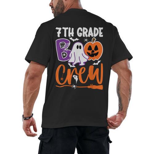 7th Grade Boo Crew Teacher Student Halloween Costume Men's Back Print T-Shirt - teacherstshirts.com UK