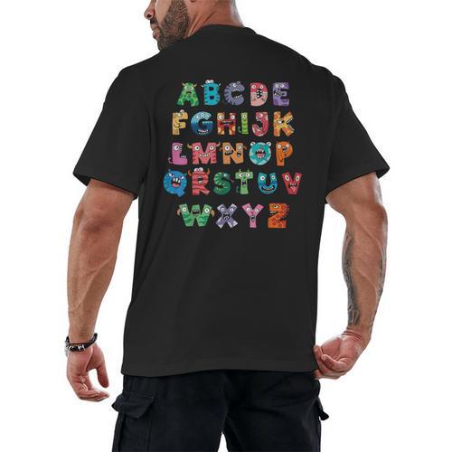 ABC Cute Monster Alphabet Halloween Teacher Costume Kids Men's Back Print T-Shirt - teacherstshirts.com AU