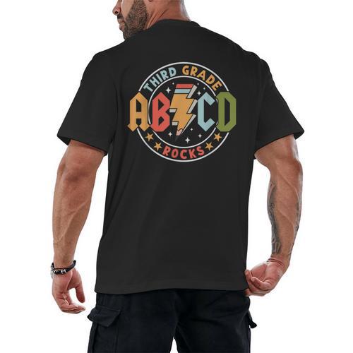 ABCD 3rd Grade Rocks Pencil Lightning Teachers Rock Boys Men's Back Print T-Shirt - teacherstshirts.com AU