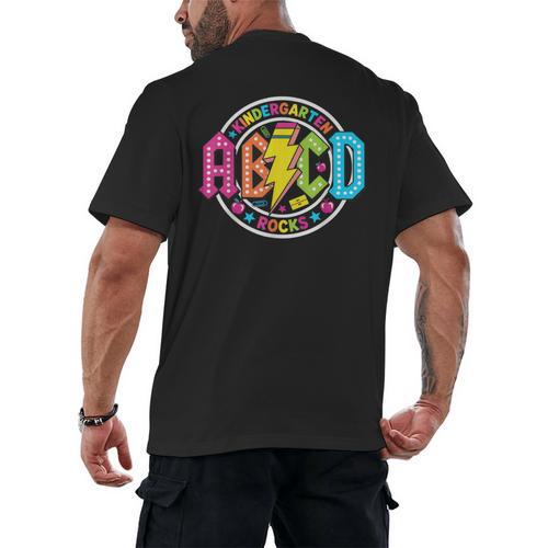 ABCD Kindergarten Rocks Back To School Teachers Students Men's Back Print T-Shirt - teacherstshirts.com