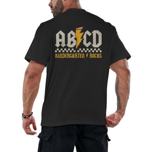 ABCD Kindergarten Rocks Pencil Lightning Students Teachers Men's Back Print T-Shirt - teacherstshirts.com CA
