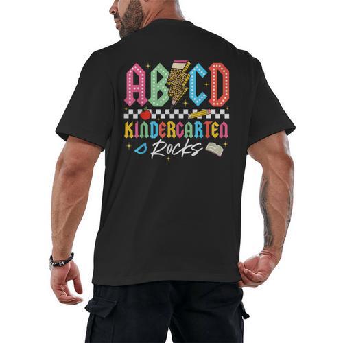 ABCD Kindergarten Rocks Pencil Lightning Teachers Rock Boys Men's Back Print T-Shirt - teacherstshirts.com AU