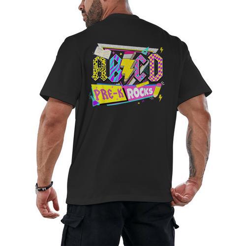 ABCD Pre-K Rocks Back To School PreK Kindergarten Teacher Men's Back Print T-Shirt - teacherstshirts.com
