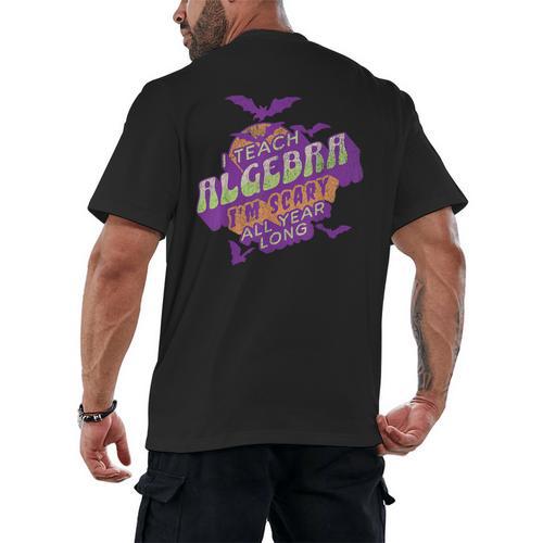 Algebra Teacher Halloween Spooky Ghost Math Mathematics Grad Men's Back Print T-Shirt - teacherstshirts.com