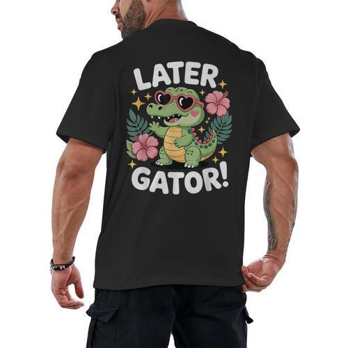 Alligator Later Gator Teacher Summer Last Day Fun Men's Back Print T-Shirt - teacherstshirts.com AU