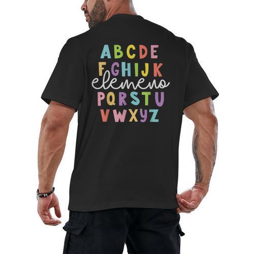 Alphabet ABC Elemeno Teacher Student Back To School Men's Back Print T-Shirt - teacherstshirts.com AU