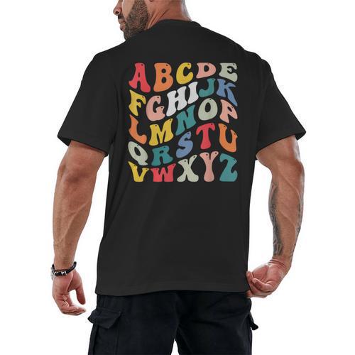 Alphabet Hi Back To School ABC Pre K Kindergarten Teacher Men's Back Print T-Shirt - teacherstshirts.com AU