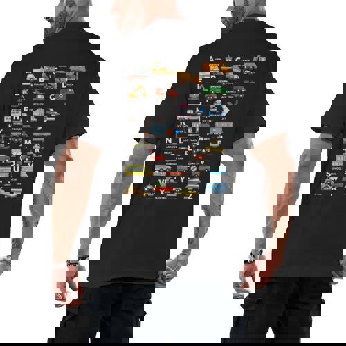 Alphabet Vehicles ABCs Learning Teachers Kids Boys Girls Men&#x27;s Back Print T-Shirt - teacherstshirts.com