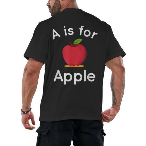 A Is For Apple Toddler Kindergarten Preschool Teacher Men's Back Print T-Shirt - teacherstshirts.com