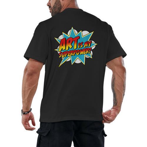 Art Is My Superpower Comic Artist Art Teacher Superhero Men's Back Print T-Shirt - teacherstshirts.com AU