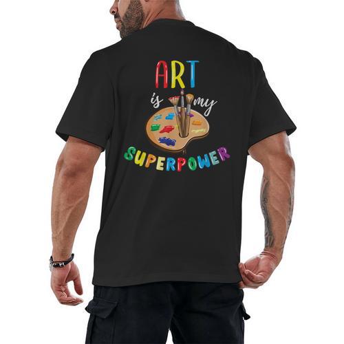 Art Is My Superpower Art Teacher Men's Back Print T-Shirt - teacherstshirts.com DE