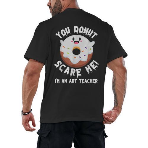 Art Teacher Halloween Donut Lover Costume Kawaii Monster Men's Back Print T-Shirt - teacherstshirts.com