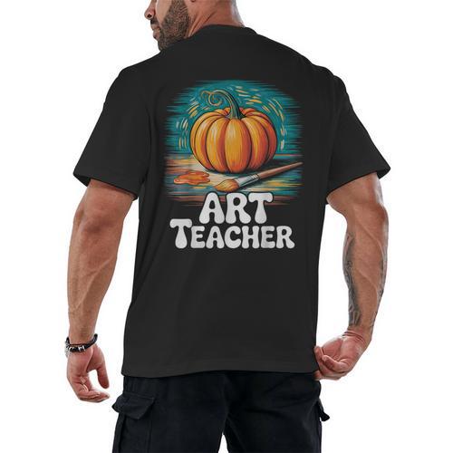 Art Teacher Pumpkin Painting Halloween Costume Men's Back Print T-Shirt - teacherstshirts.com