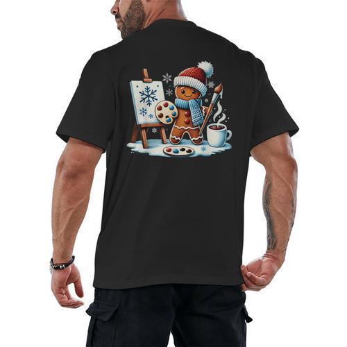 Artist Gingerbread Painter Art Teacher Student Christmas Men's Back Print T-Shirt - teacherstshirts.com DE