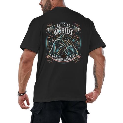 ASL Interpreter Deaf ASL Teacher American Sign Language Men's Back Print T-Shirt - teacherstshirts.com UK