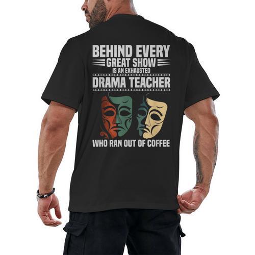 Theatre Teacher Drama Lover Theatre Mask Drama Teacher Men's Back Print T-Shirt - teacherstshirts.com