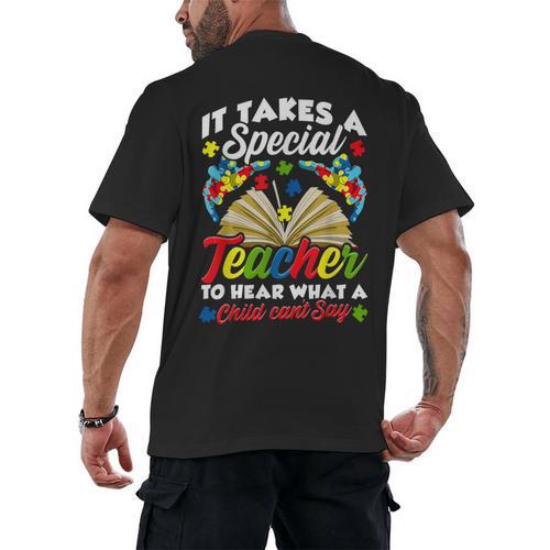 Autism Awareness Teacher Shirts It Takes A Special Teacher Men's Back Print T-Shirt - teacherstshirts.com AU