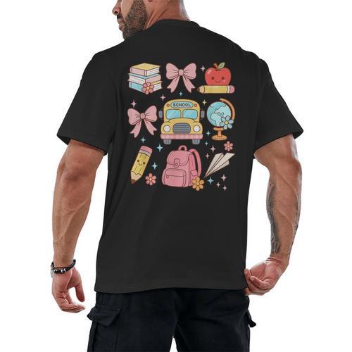 Back To School Coquette Teacher Women Girl Kindergarten PreK Men's Back Print T-Shirt - teacherstshirts.com CA