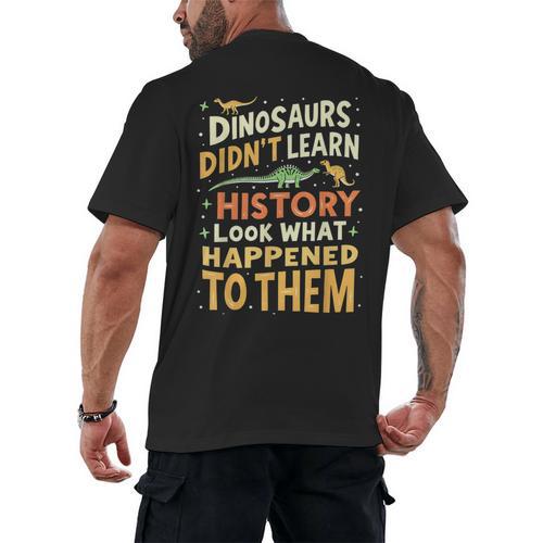 Back To School Dinosaur Social Studies Teacher Student Men's Back Print T-Shirt - teacherstshirts.com
