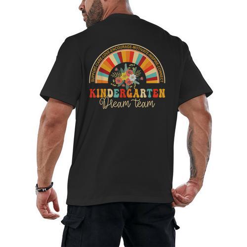 Back To School Kindergarten Dream Team Teacher Love Floral Men's Back Print T-Shirt - teacherstshirts.com