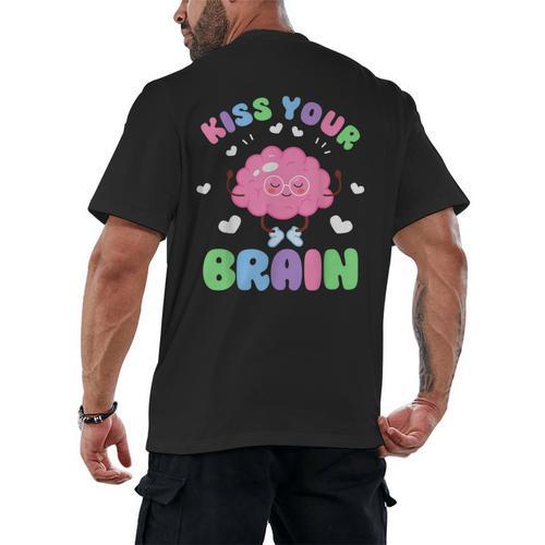 Back To School Kiss Your Brain Cute Teacher Appreciation Men's Back Print T-Shirt - teacherstshirts.com