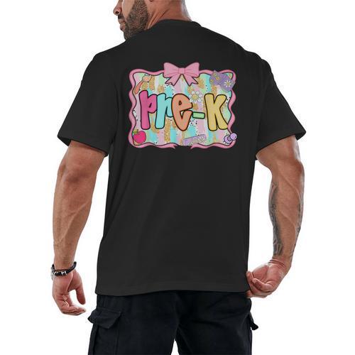 Back To School Pre-K Preppy Teacher Girl Men's Back Print T-Shirt - teacherstshirts.com CA
