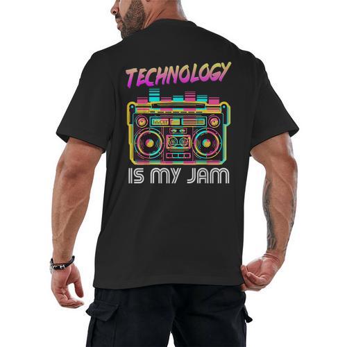 Back To School Retro Technology Is My Jam 80's Teacher Men's Back Print T-Shirt - teacherstshirts.com AU
