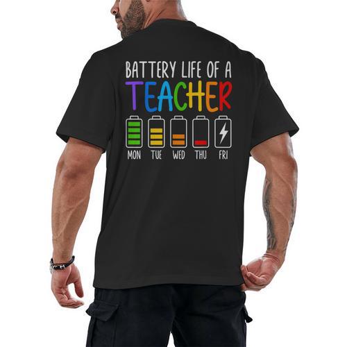 Battery Life Of A Teacher School Teacher Appreciation Men's Back Print T-Shirt - teacherstshirts.com UK