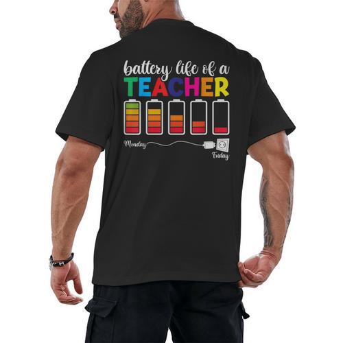 Battery Life Of a Teacher Shirt Thanksgiving Teacher Men's Back Print T-Shirt - teacherstshirts.com DE