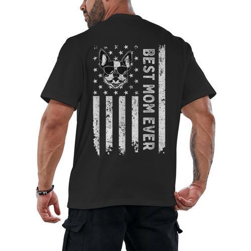 Best Boston Terrier Dog Mom Ever USA Flag For Men Women Kids Men's Back Print T-Shirt - Bostonterriersmerch.com