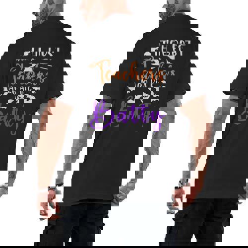 The Best Teachers Are A Bit Batty Teacher Bat Halloween Men&#x27;s Back Print T-Shirt - teacherstshirts.com