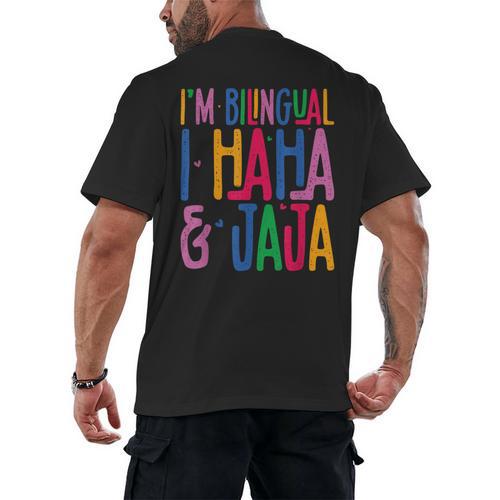 I Am Bilingual I Haha And Jaja Latina Latino Spanish Teacher Men's Back Print T-Shirt - teacherstshirts.com CA