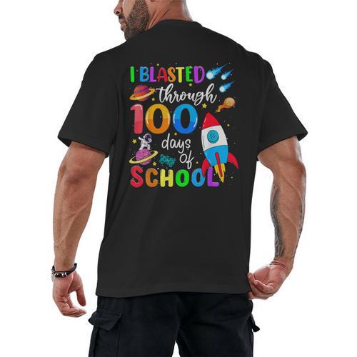 I Blasted Through 100 Days Of School 100th Day Teacher Kids Men's Back Print T-Shirt - teacherstshirts.com AU
